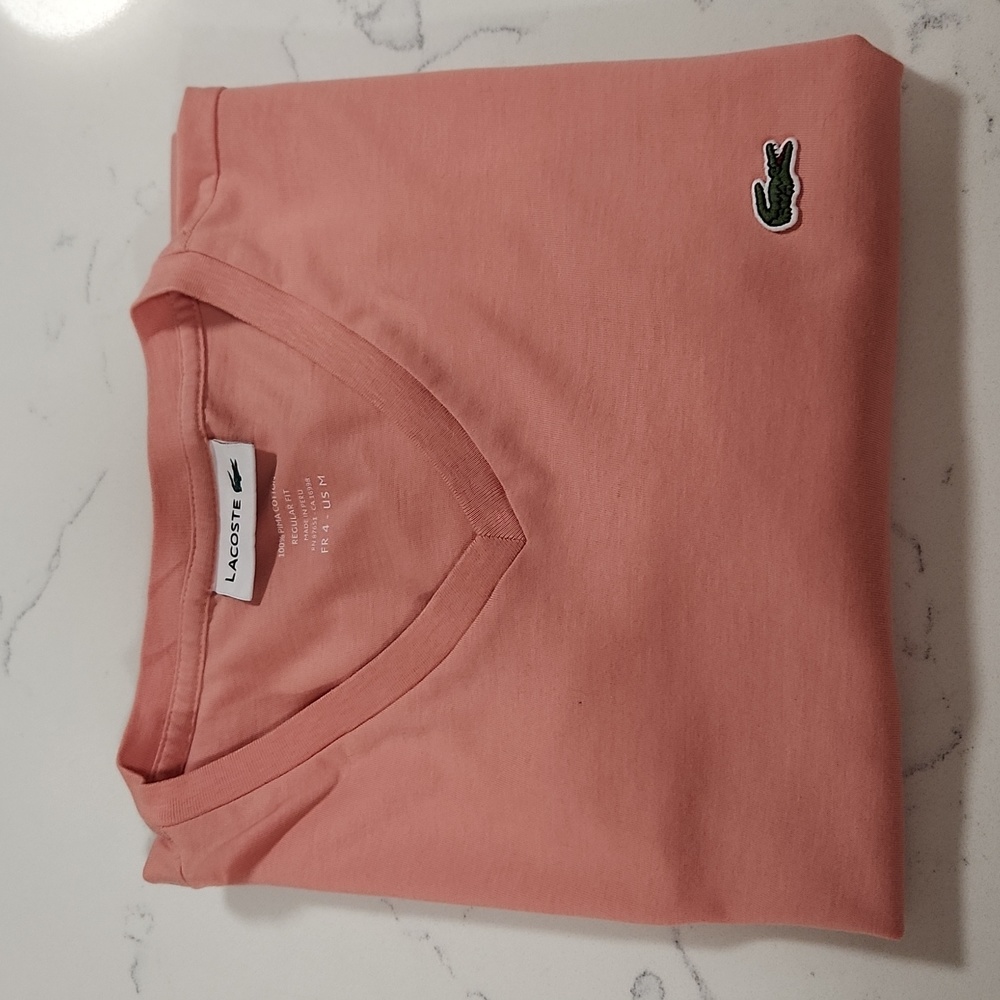 Lacoste Short Sleeve Pima Jersey V-Neck T-Shirt Size M